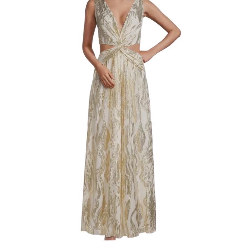 Ramy Brook Metallic Irene Gown In Blush (Nwt)